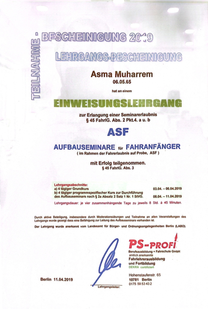 Fahrschule Asma B96 Führerschein | Jetzt bis 4.250 kg