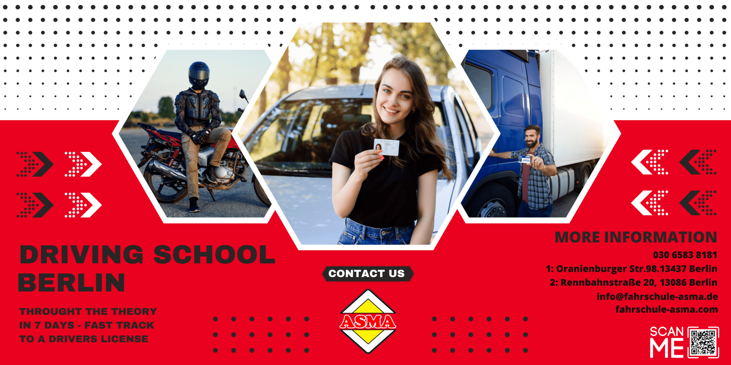 asma driving school Berlin offers now in English , German and turkey